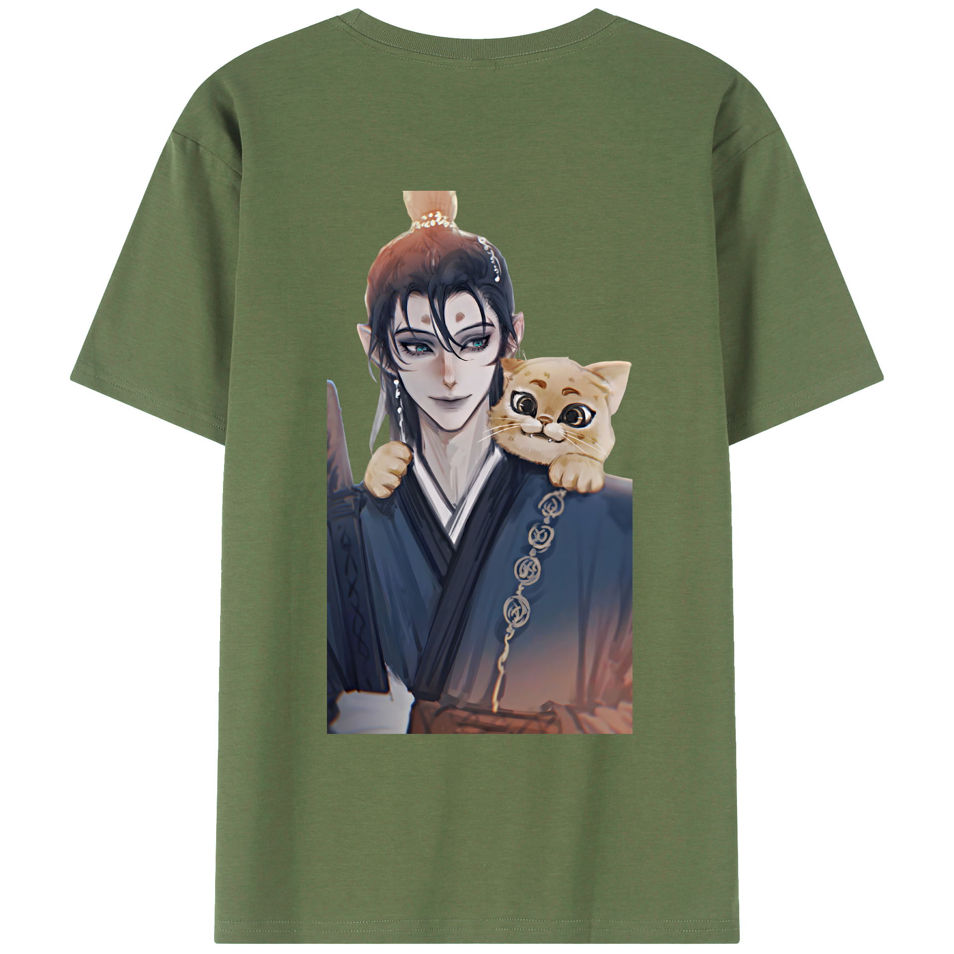 （画像用） Ne Zha 2 ナタ 魔童の大暴れ 綿100％ メンズ半袖Tシャツ（バックプリント） 通気性